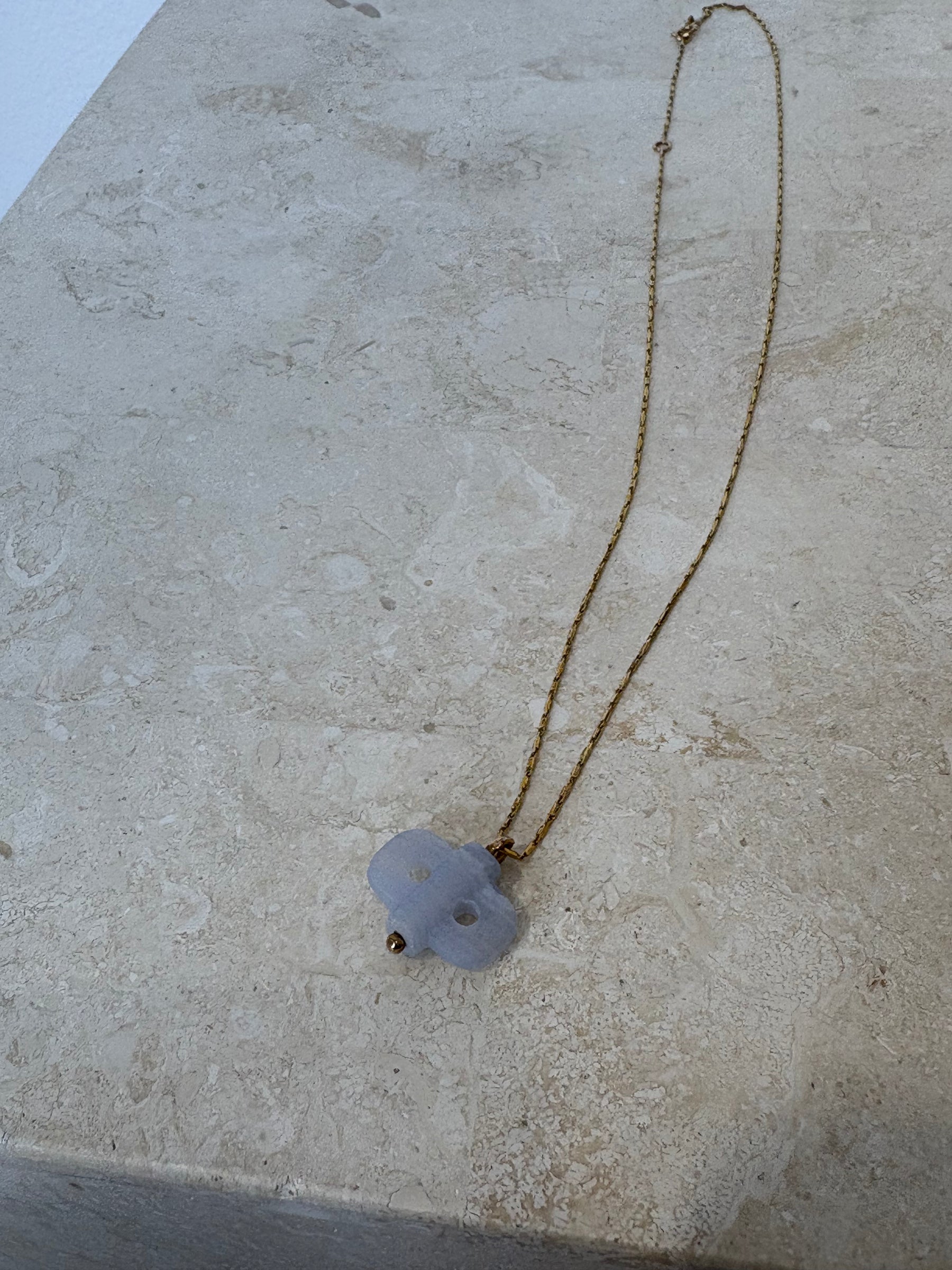 Lucy Folk Stone Key Necklace With Gold Chain 9 CT