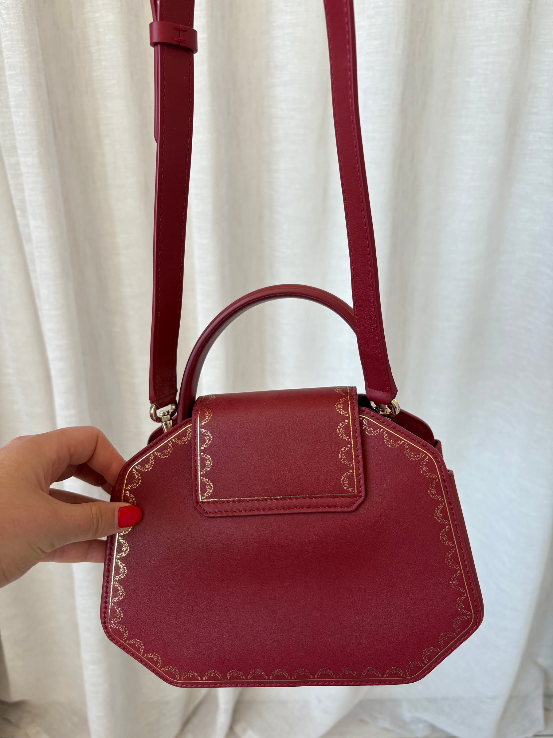 Cartier Red Leather Red Leather Mini Guirlande Top Handle Bag