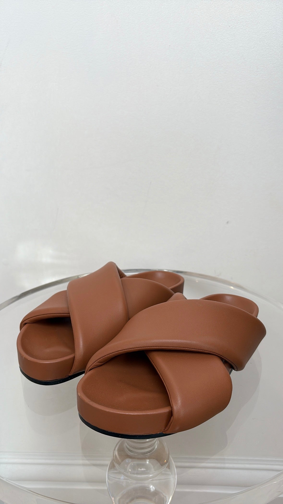 Jil Sander Tan Leather Padded Slides, 39