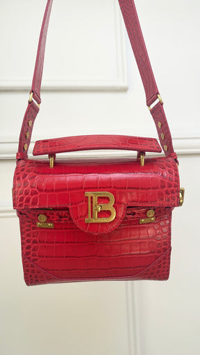 Balmain Red Croc Print B Buzz 23 Bag