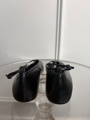 Jill Sandler rystal Embellished Leather Ballet Flats In Black, 36.5