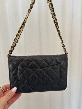 Chanel Black Caviar Leather Wallet on Chain