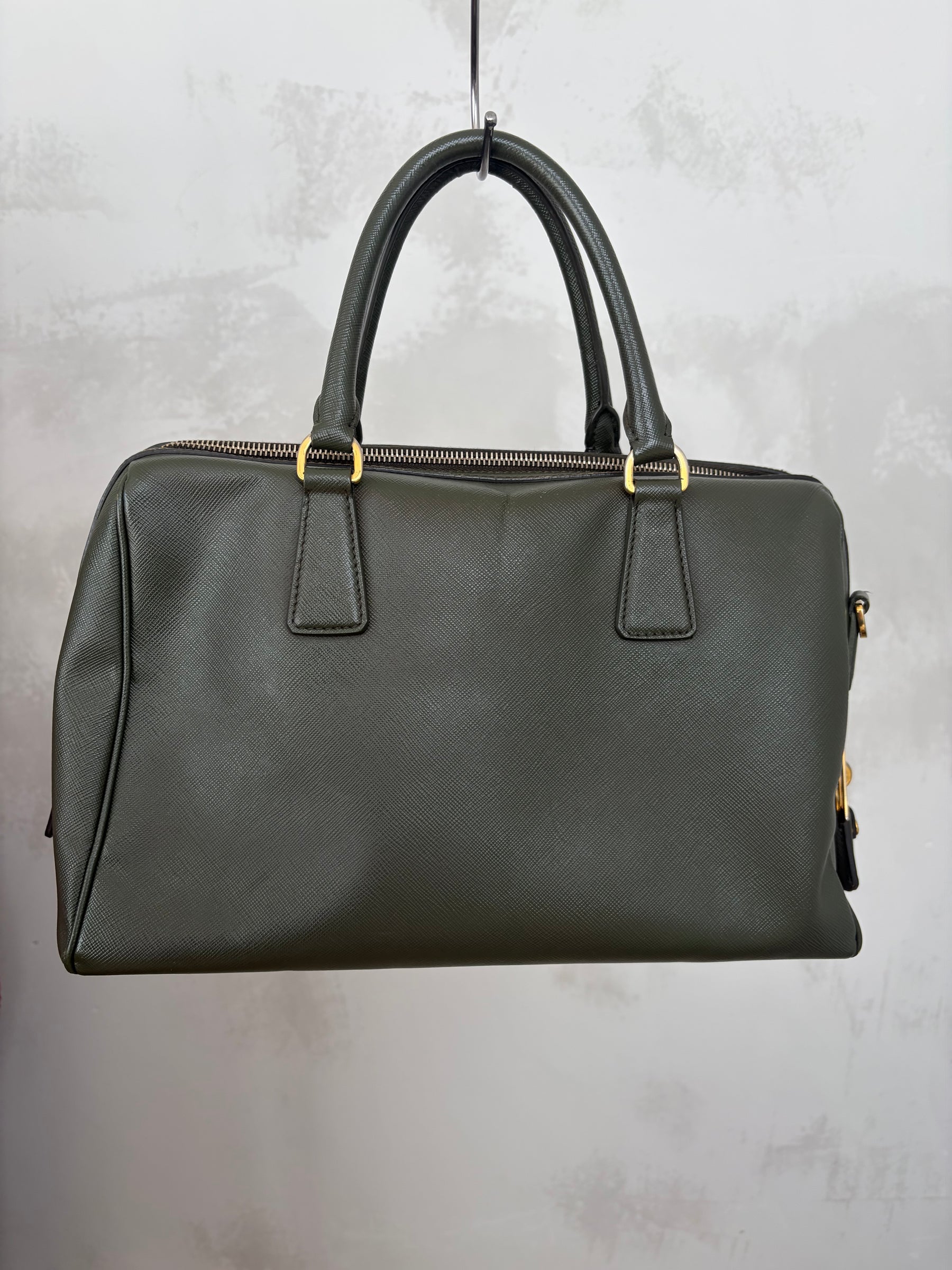 Prada Olive Green Saffiano Leather 'Lux Bower' Bag *missing strap*