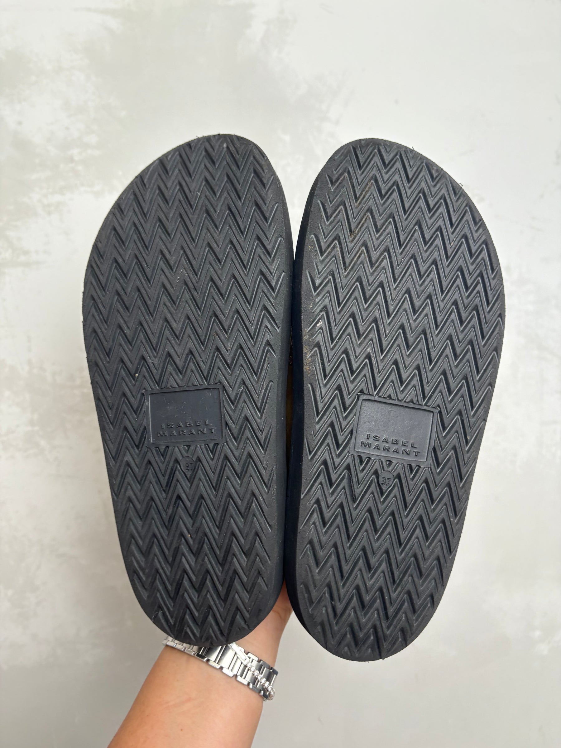 Isabel Marant Khaki Eyelet Slides, 37