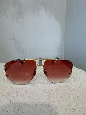 CELINE Pink Lensed Gold Silver Framed Sunglasses