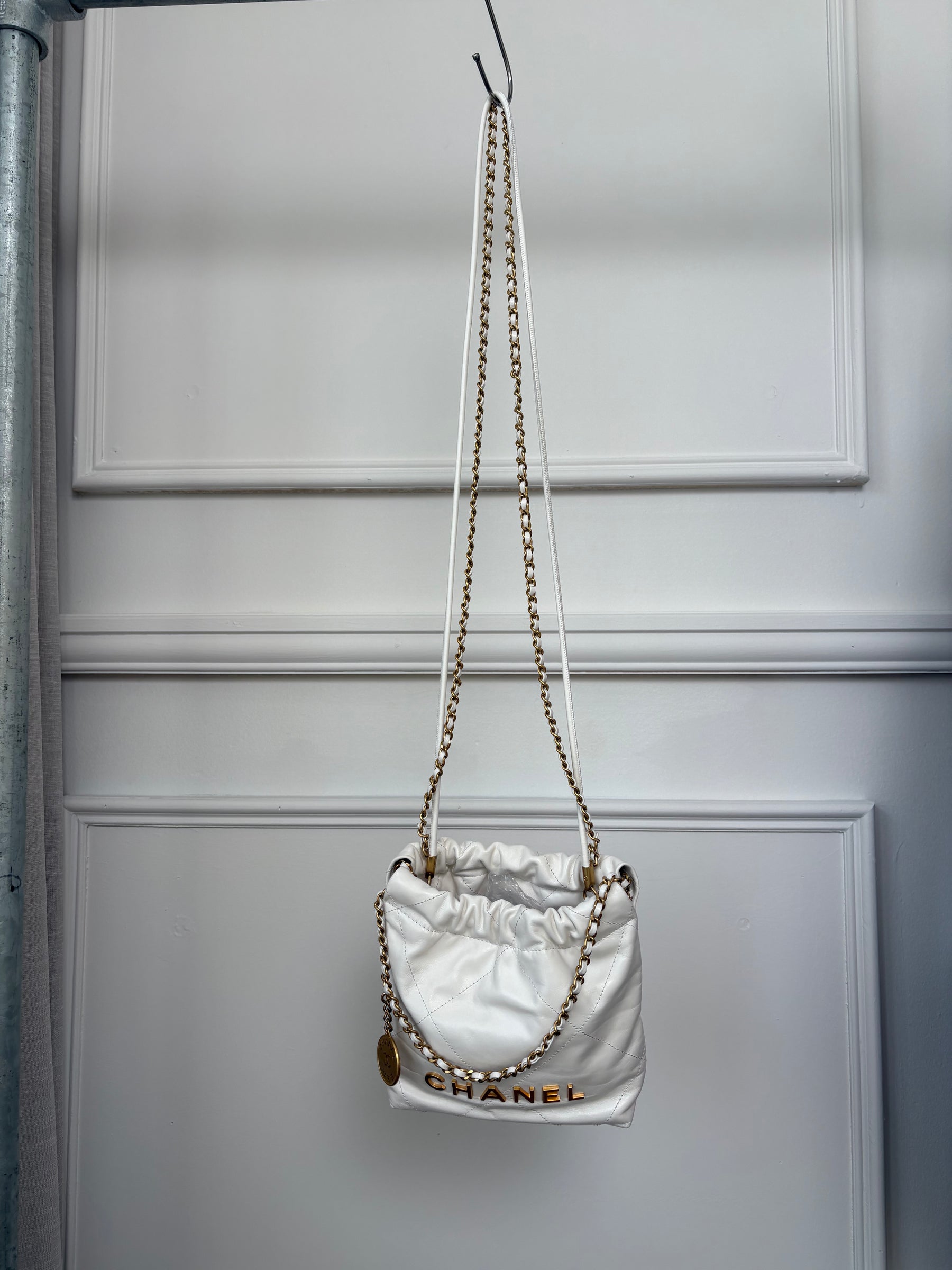 Chanel 22 Mini Hobo Bag In White