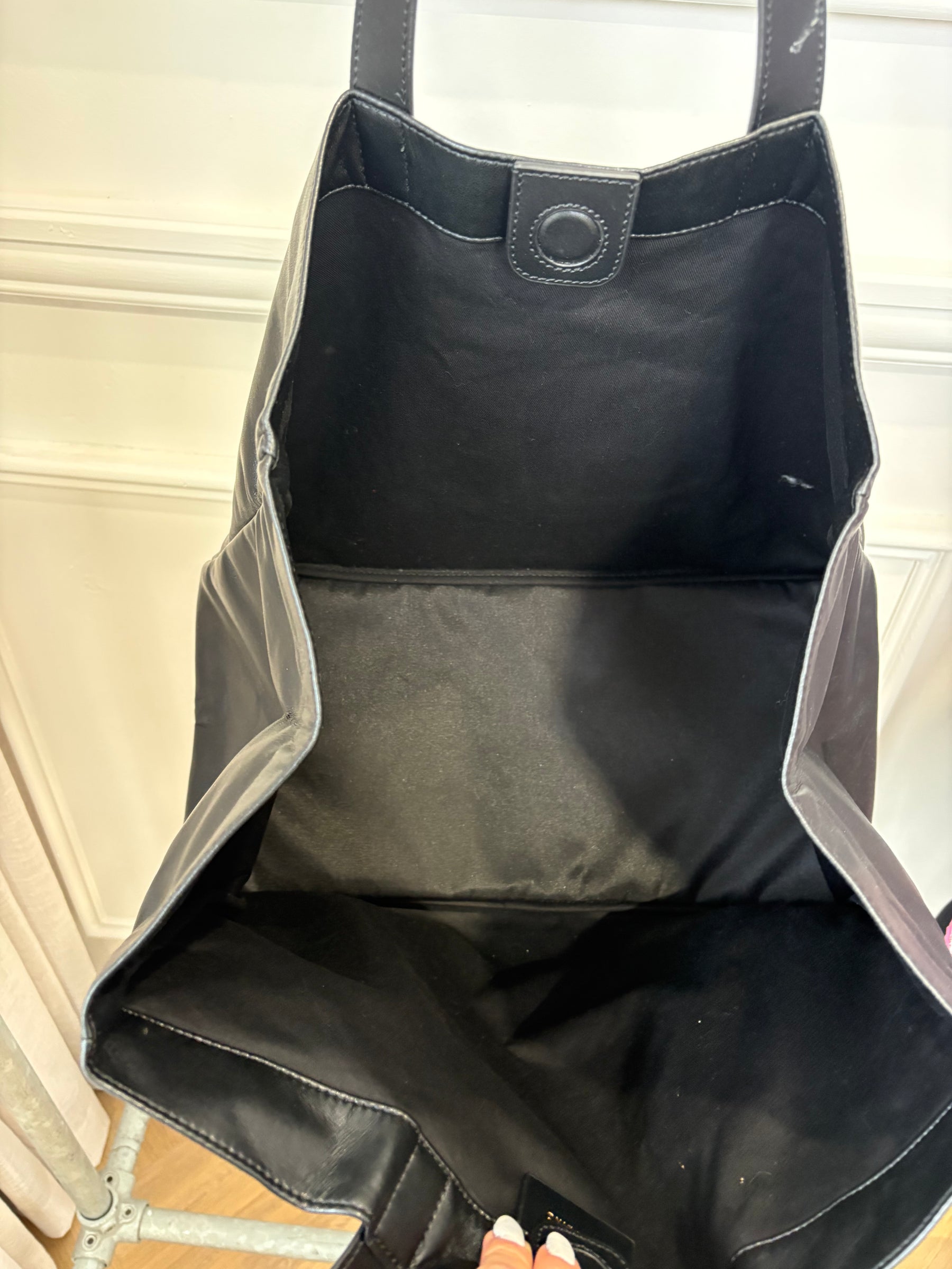 Anine Bing Black Leather Logo Tote