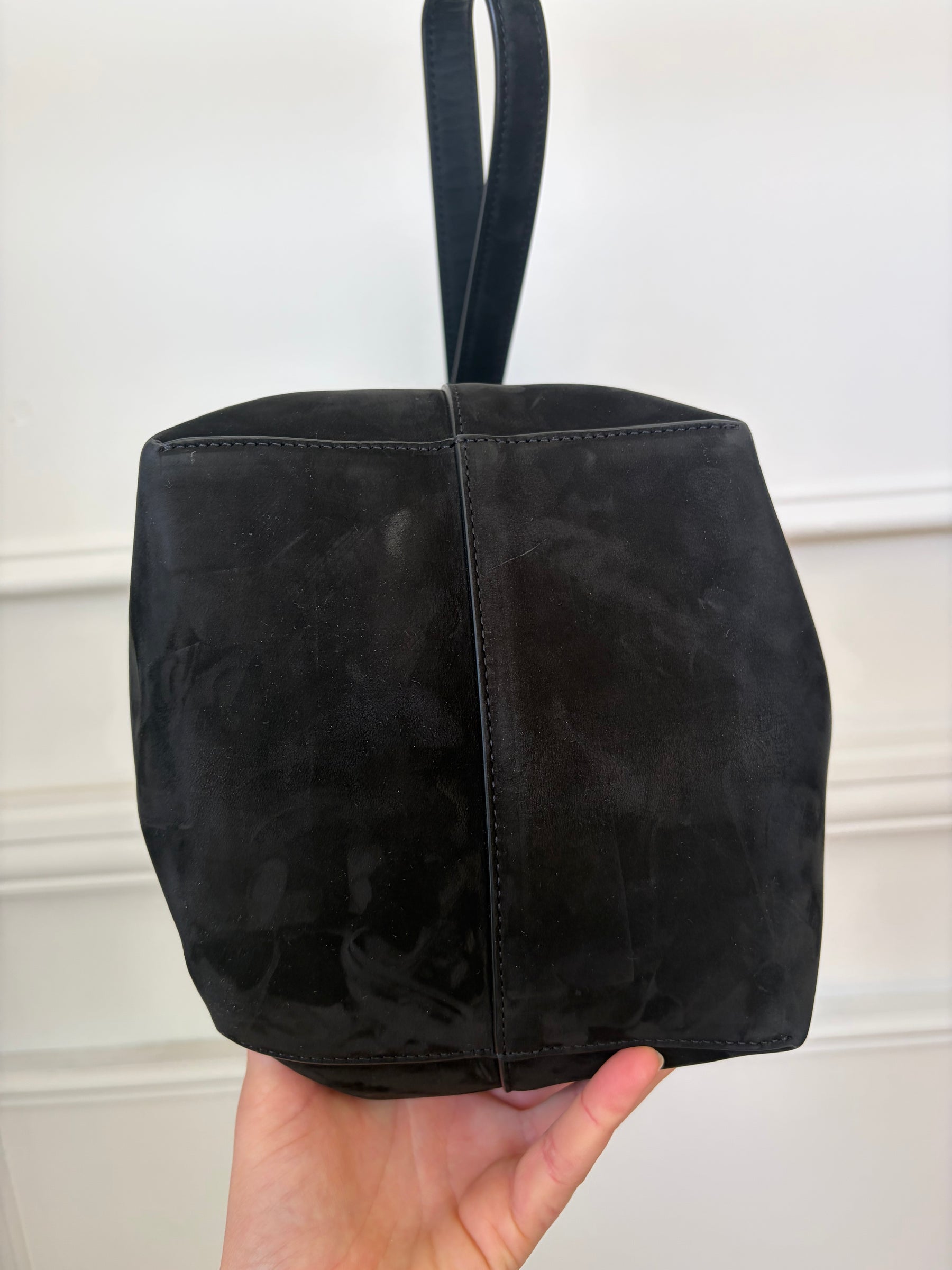 The Row N/S Park Suede Tote Black