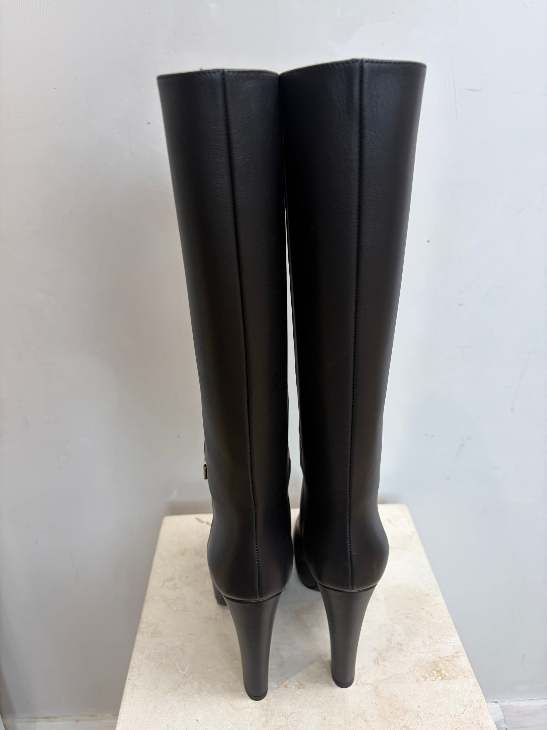 Dior Black Leather Platform Edgy Boot, 38