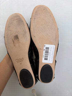 Chloé Black Leather Beaded Cut Out Ballet Flats, 37