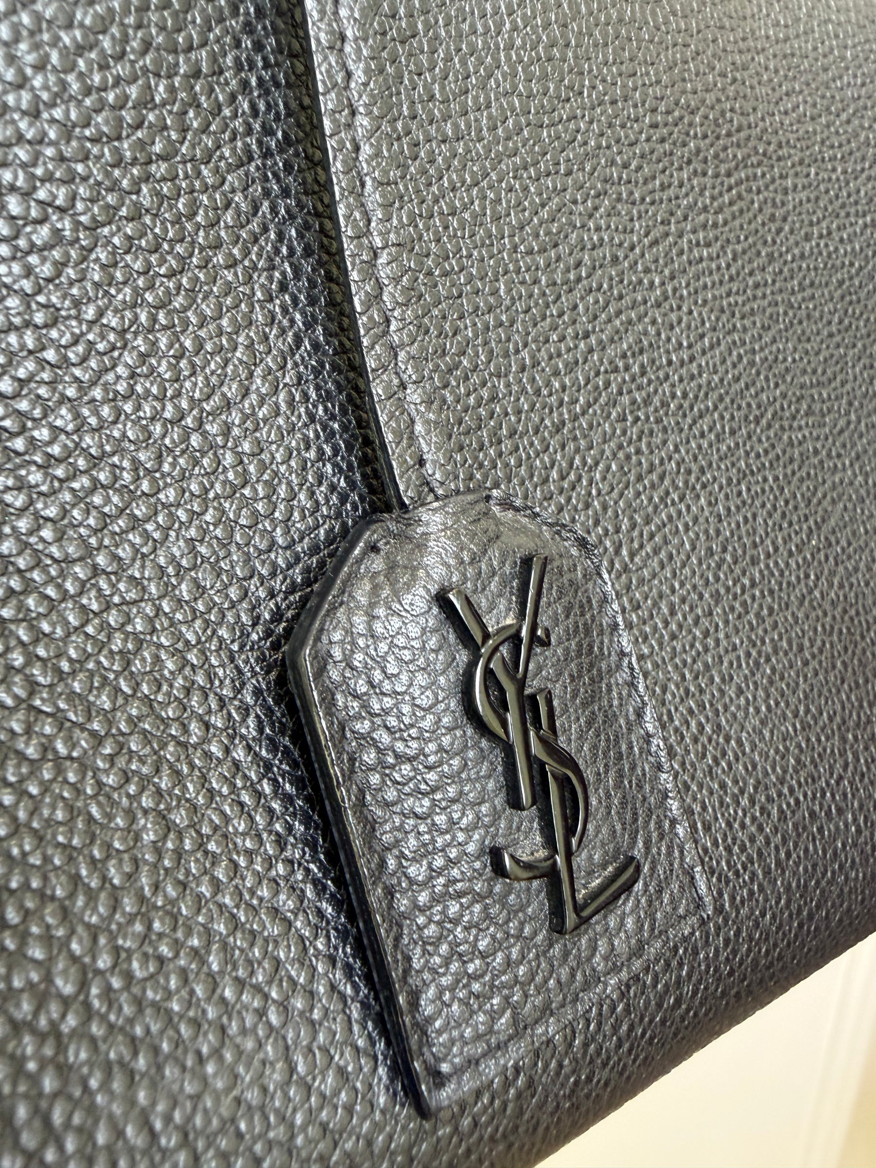 Saint Laurent Black Leather Rive Gauche Shoulder Bag With Top Handle