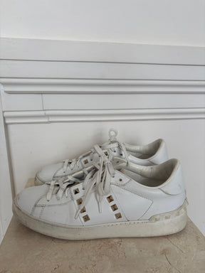 Valentino Gold Garavani Stud White Sneakers, 40.5