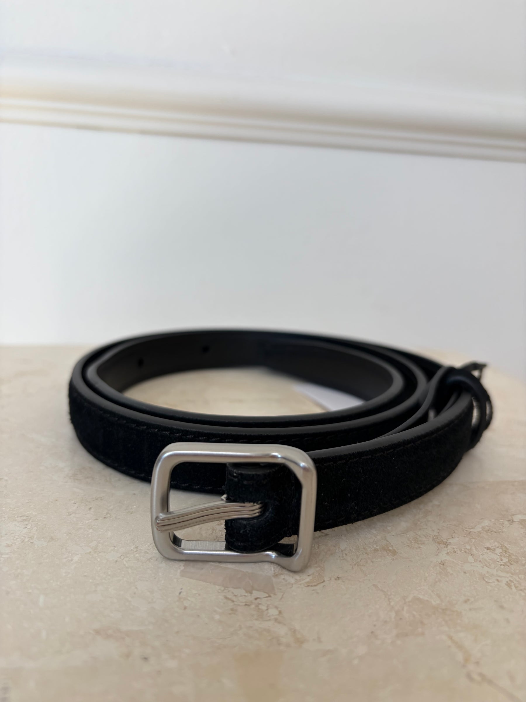 Camilla and Marc Black Suede and Silver Belt, XS/S