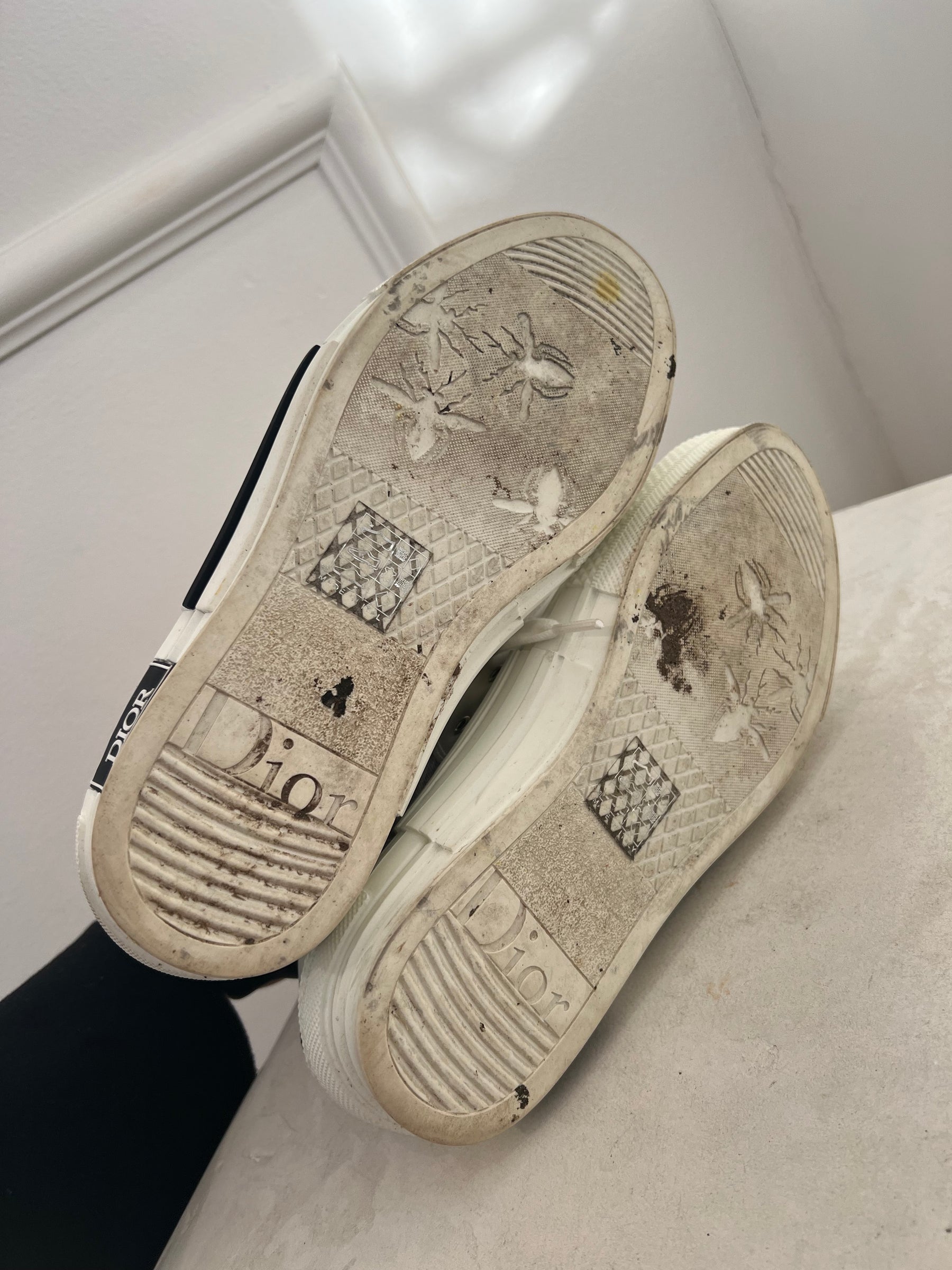 Dior Newspaper Print High Top Sneakers, 37