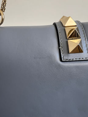 Valentino Garavani Pale Blue Leather Rockstud Spike Chain Shoulder Bag