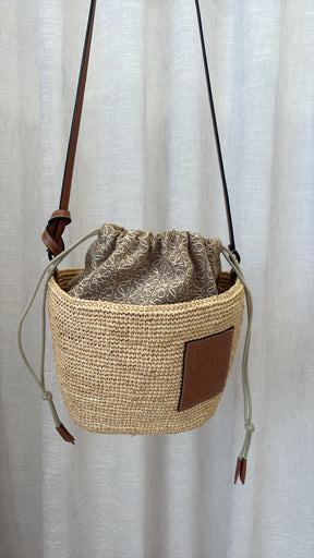 Loewe Pochette DW Anagram Bag In Raffia Jacquard Calf