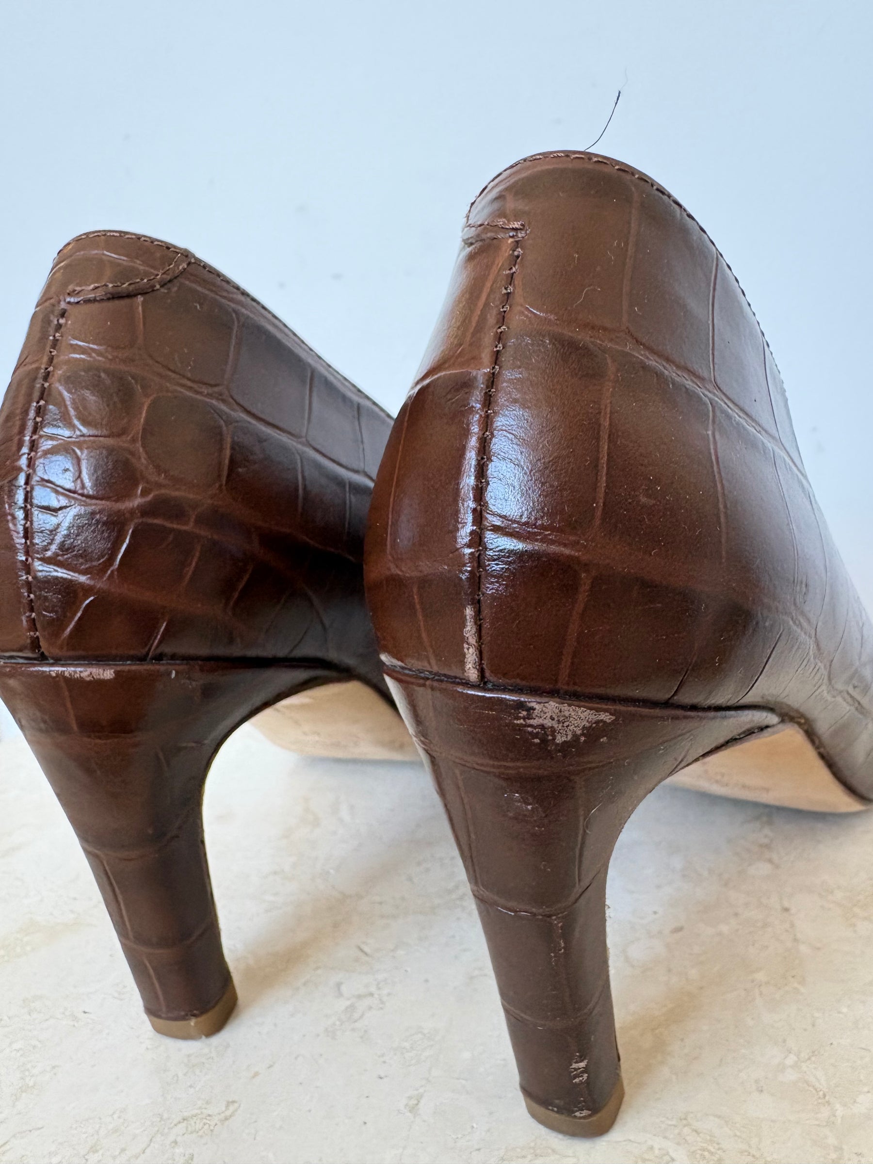Camilla and Marc Croc Embossed Pointed Pumps, 39