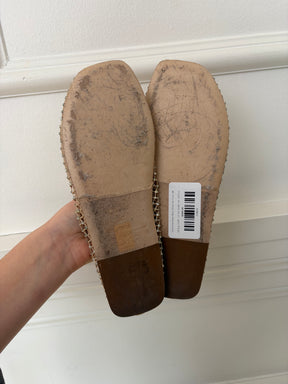 Christopher Esber Beige Crystal Net Flats, 38