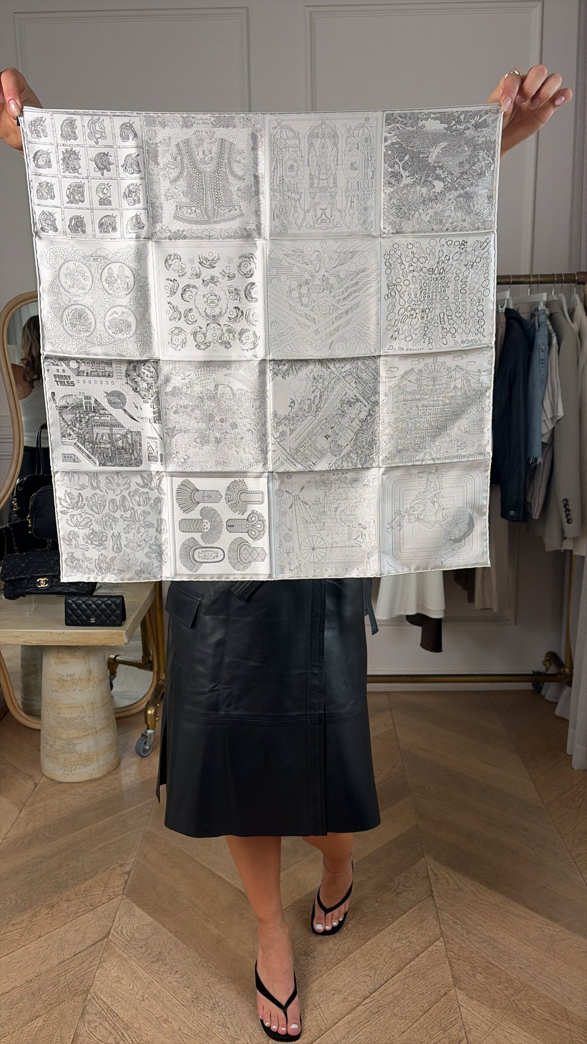 Hermès Grey Printed Scarf Year 2023