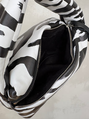 Off White Black and White Zebra print Top Handle Bag