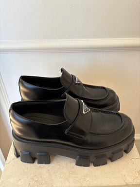 Prada Black Monolith Loafers, 38.5