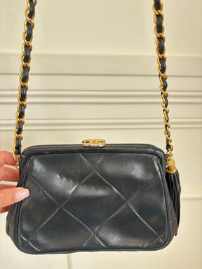 Chanel Clasp Tassel Evening Bag Chain Strap  Lambskin
