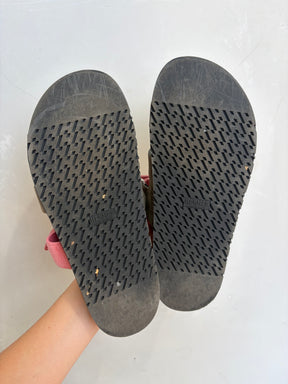 Hermès Khaki and Pink Suede Chypre Sandals, 40