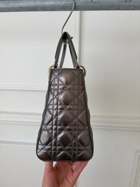 Dior Pewter Cannage Leather Medium Lady Dior