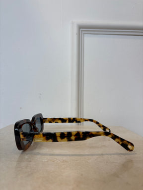 Lucy Folk Draa Embossed Rectangular Sunglasses Brown