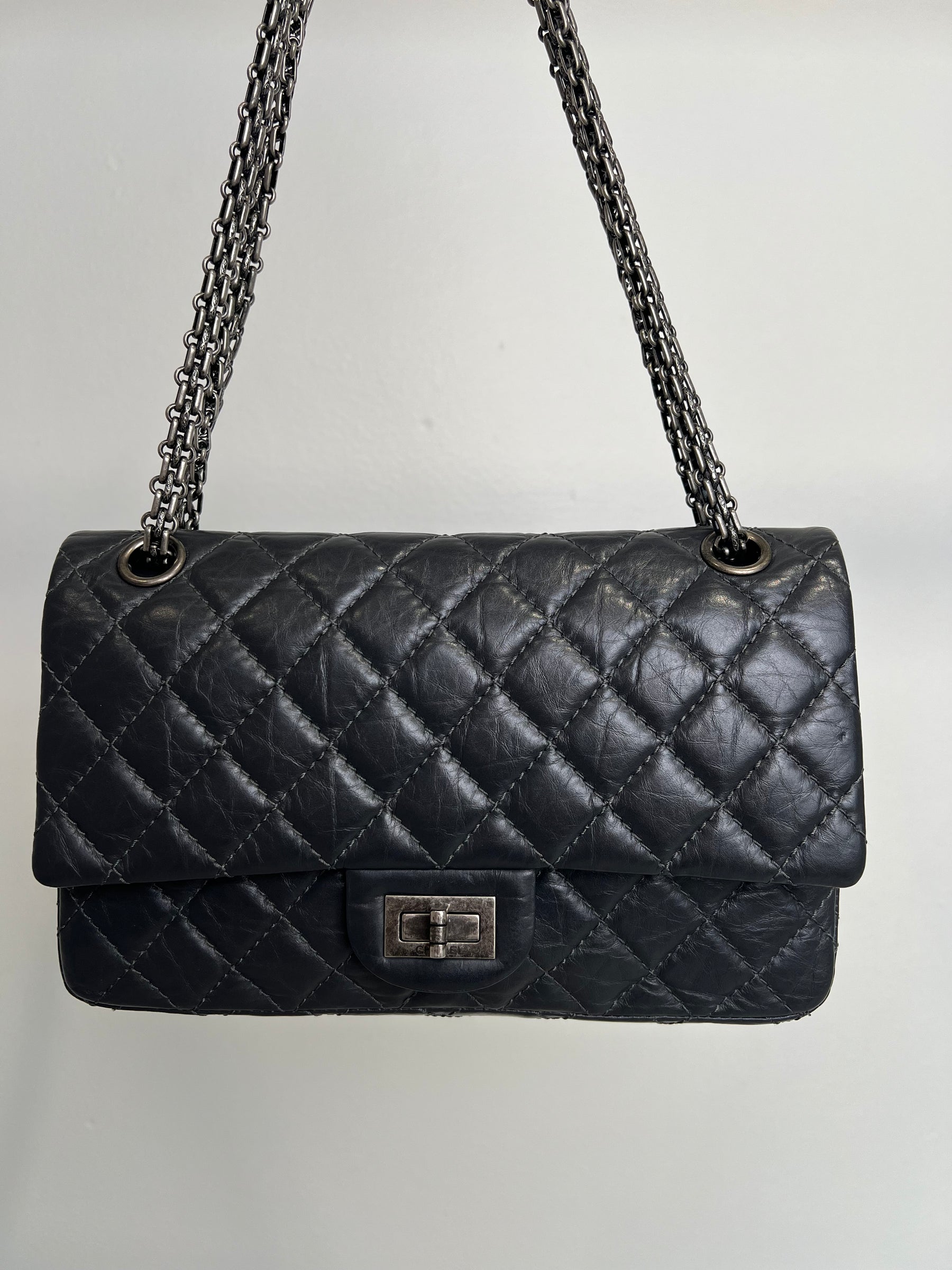 Chanel Dark Grey Lambskin Leather Small Reissue Flap Bag