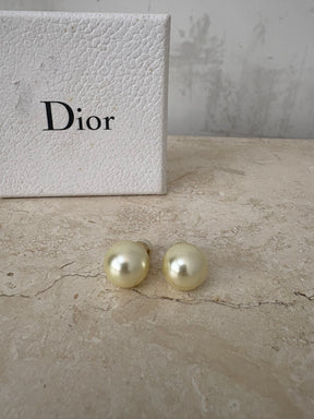 Dior Pearl and Gold Tone Tribal Earrings