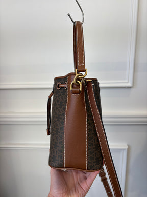 Bally Brown Canvas Monogram And Leather Bucket Bag