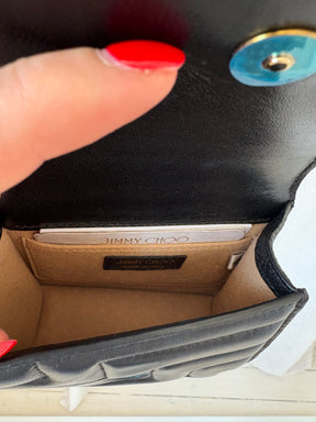 Jimmy Choo Black Leather Mini Quiltes Logo Bag