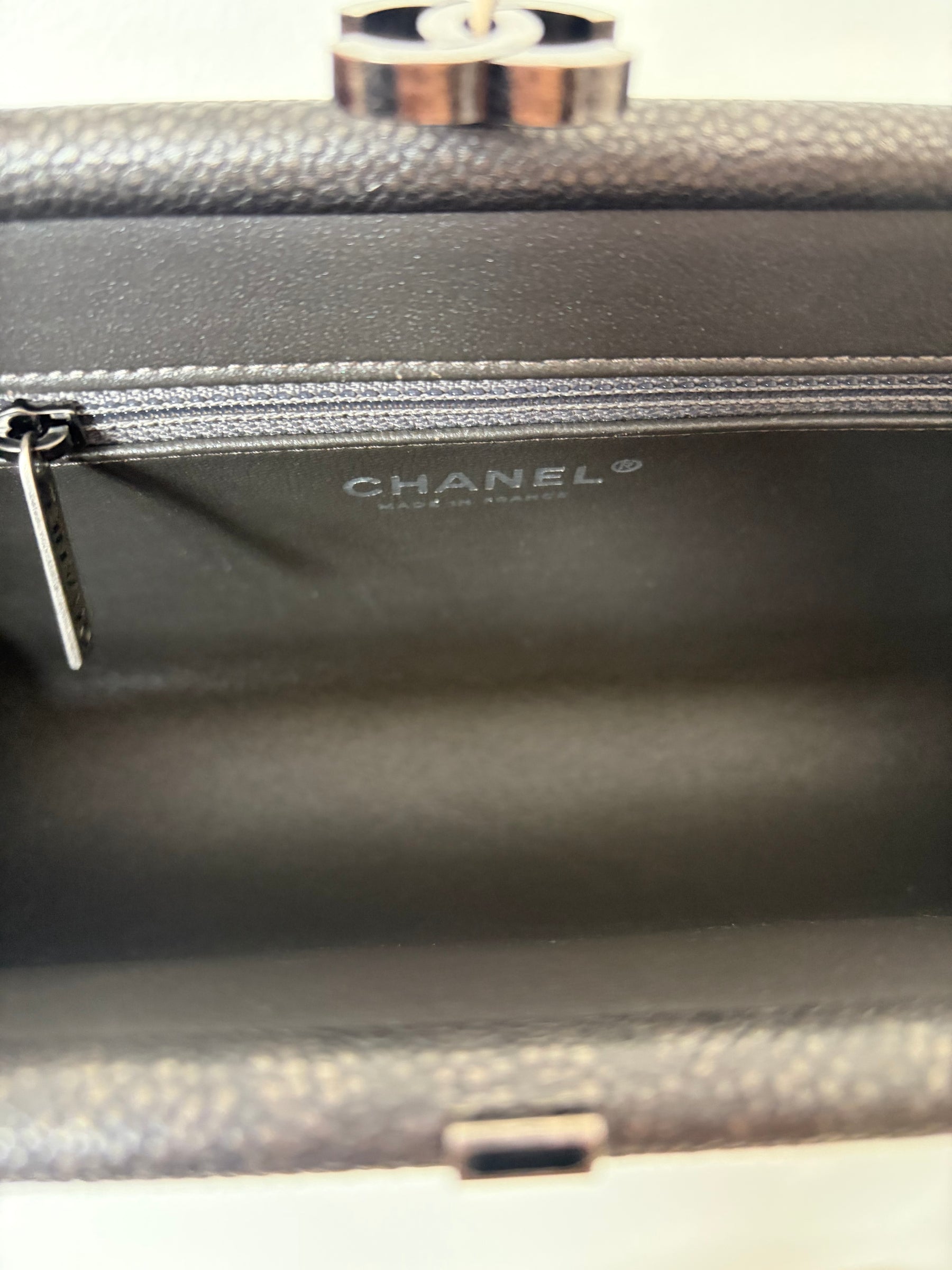 Chanel Pewter Caviar Leather Timeless CC Clutch