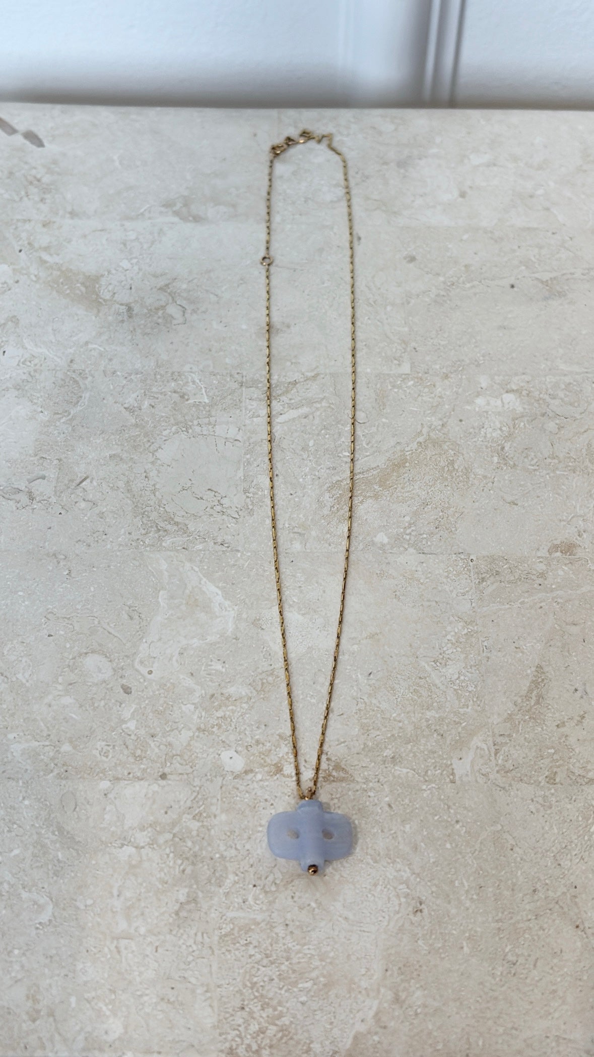 Lucy Folk Stone Key Necklace With Gold Chain 9 CT