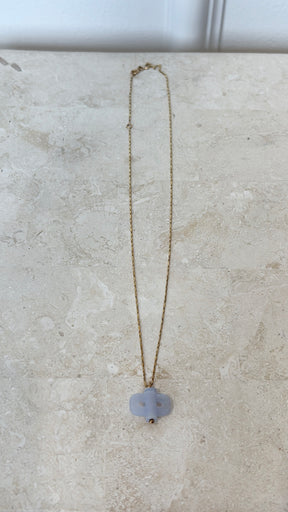 Lucy Folk Stone Key Necklace With Gold Chain 9 CT