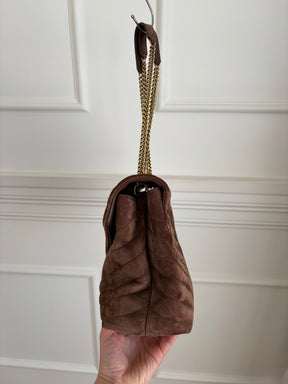Saint Laurnet Chocolate Suede Medium Lou Lou Bag