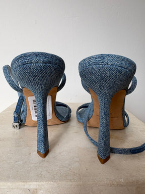 Alexander Wang Blue Denim Strappy Heels, 39