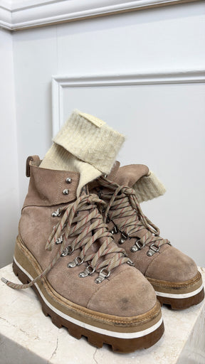 Jimmy Choo Beige Suede Sock Hiking Boots, 39