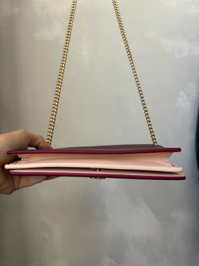 Gucci Burgundy Grained Leather Marmont Wallet on Chain