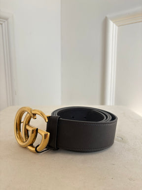 Gucci Black Leather Marmont Belt, 90