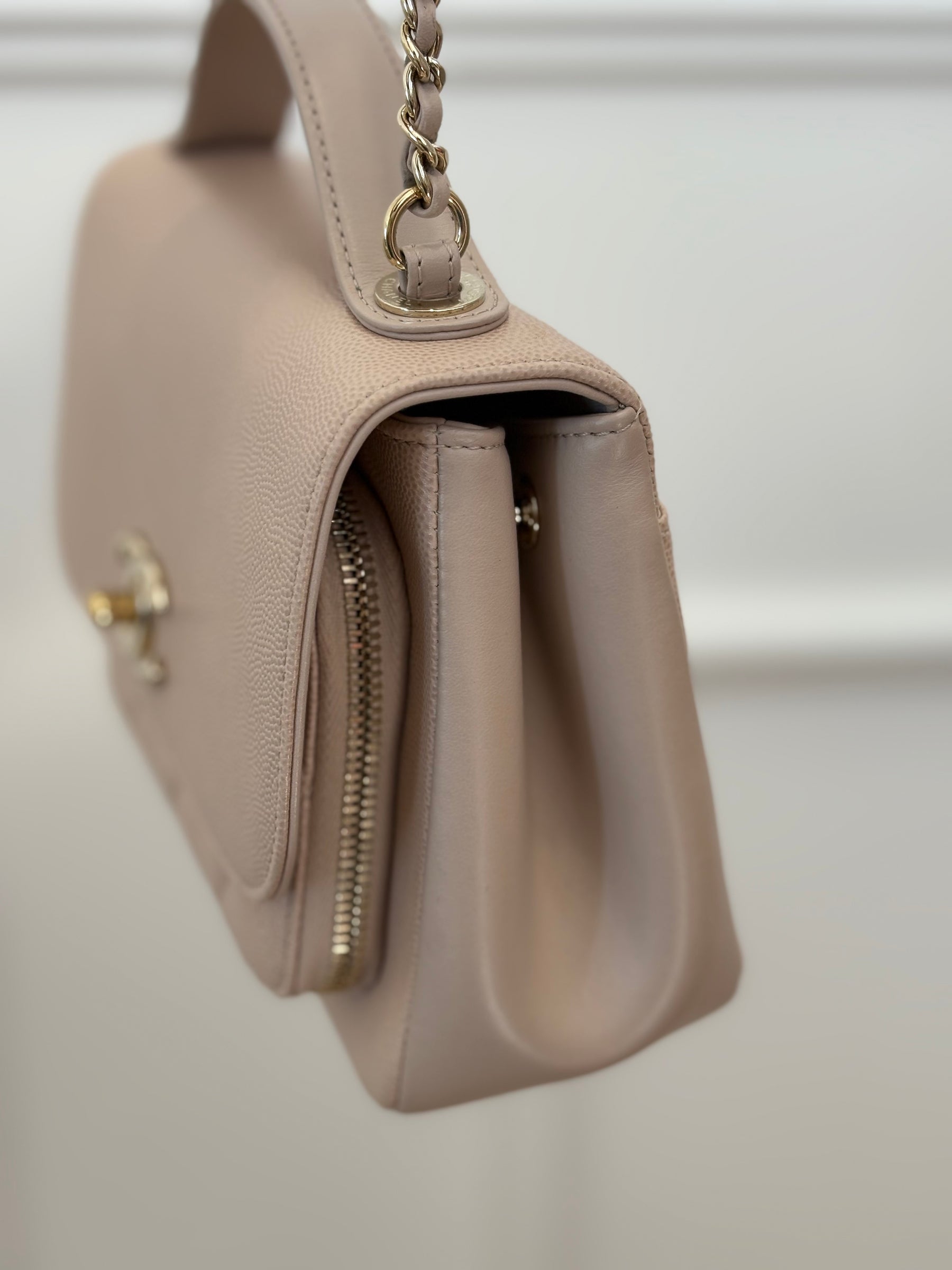 Chanel Beige Caviar Leather Business Affinity Shoulder Bag