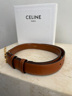 Celine Triomphe Tan Belt Gold HW, 70