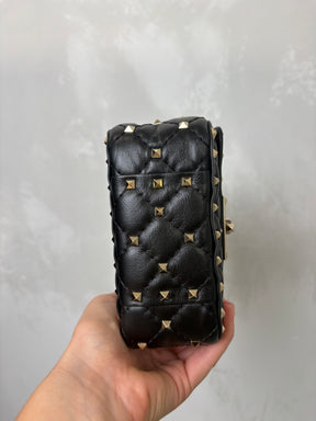 Valentino Garavani Black Leather Mini Rockstud Spike Shoulder Bag