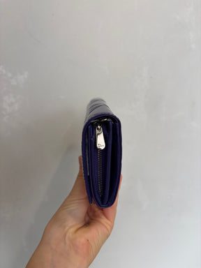 Dior Purple Patent Cannage Quilted Flap Wallet