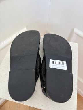 Chanel Black Caviar Leather Dad Sandals, 39