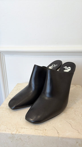 Off White Allen Square Toe Sabot Mules Black Silver, 40