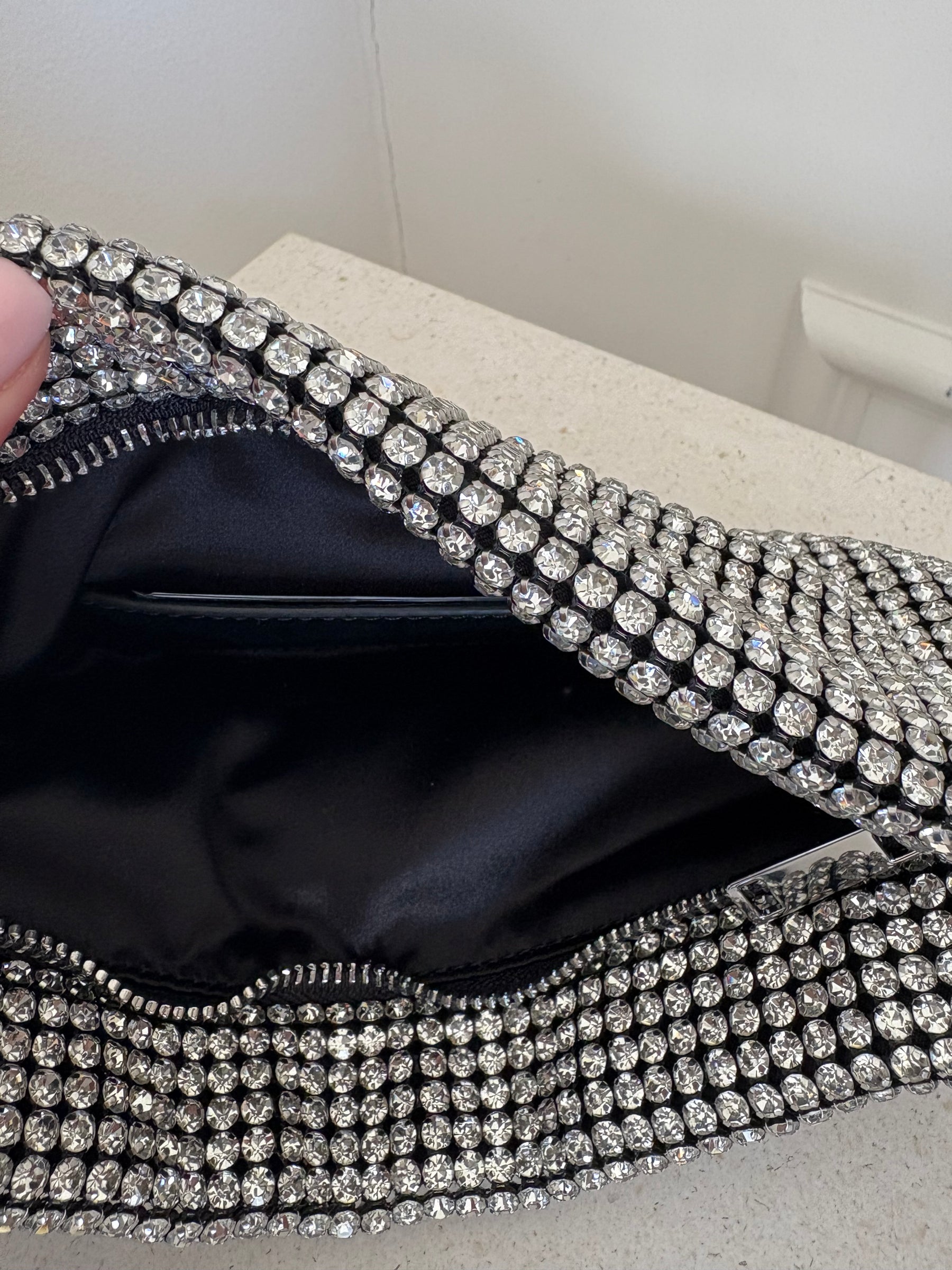 Self-Portrait Black and Crystal Embellished Shoulder Bag