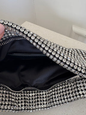 Self-Portrait Black and Crystal Embellished Shoulder Bag