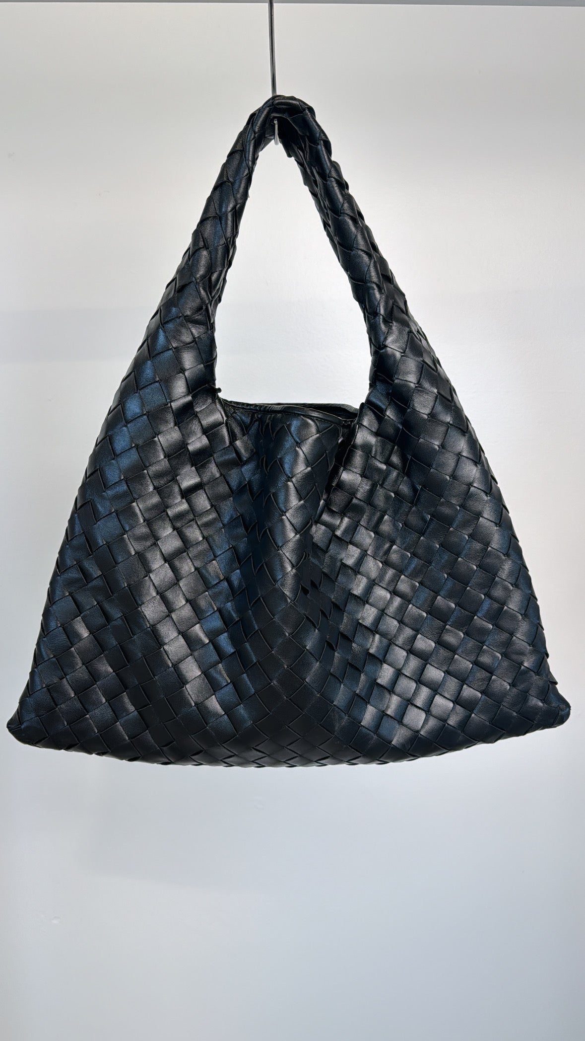 Bottega Veneta Black Intrecciator Leather Small Hop Bag